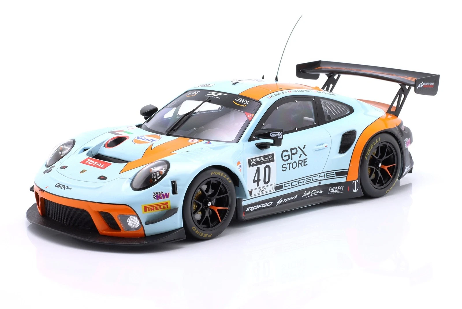 IXO 2019 Porsche 911 GT3 R #20 Michael Christensen/ Richard Lietz/kevin Estre Winner 24H Spa, Blue/orange 1:18
