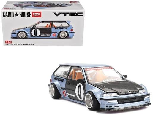 Mini GT 1987 Honda Civic (Ef) Roulette V1, Blue/black 1:64