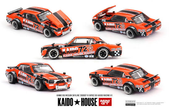 Mini GT Nissan Skyline 2000GT-R (KPGC10), Kaido Racing V1, Red/black/white 1:64