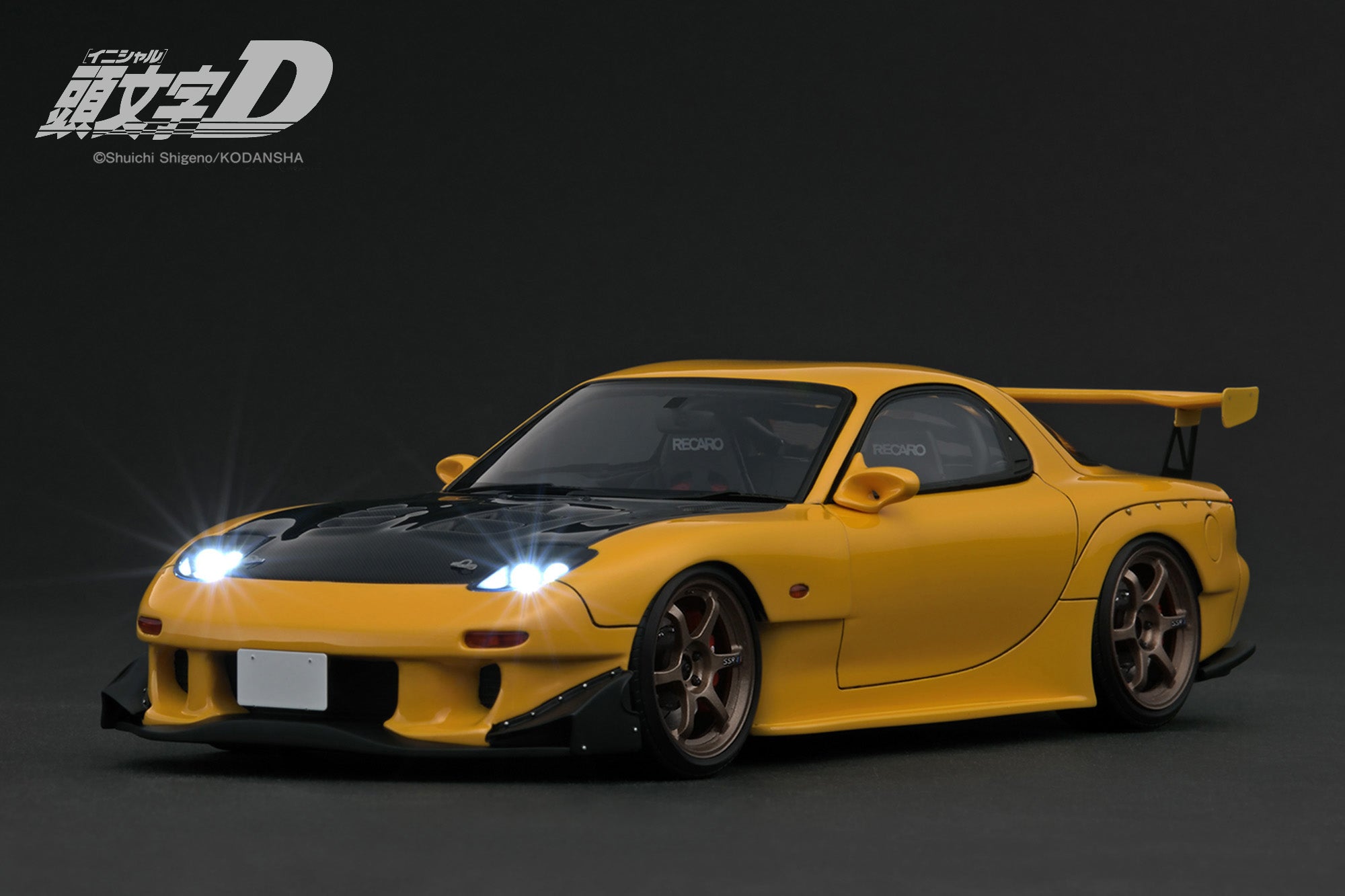 Ignition Model Mazda RX-7 (FD3S) Initial D With Led Light, Yellow 1:18