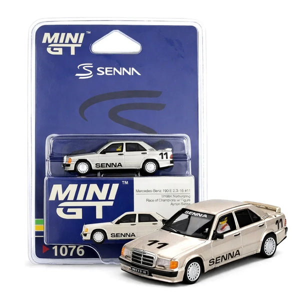 Mini GT 1984 Mercedes-Benz 190E 2.3-16 #11 Ayrton Senna With Figure Race Of Champions 1:64