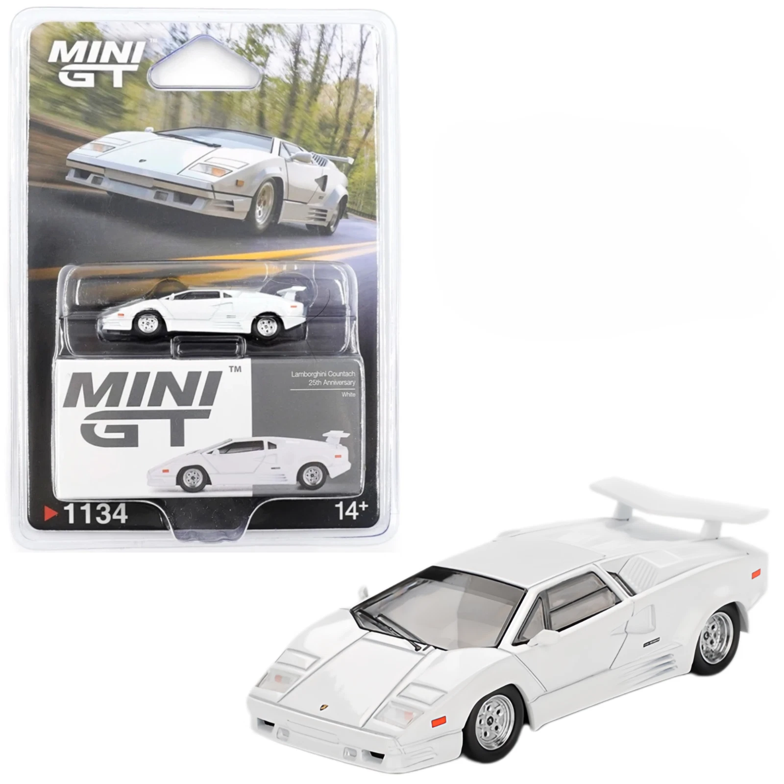 Mini GT 1989 Lamborghini Countach 25th Anniversary, White 1:64