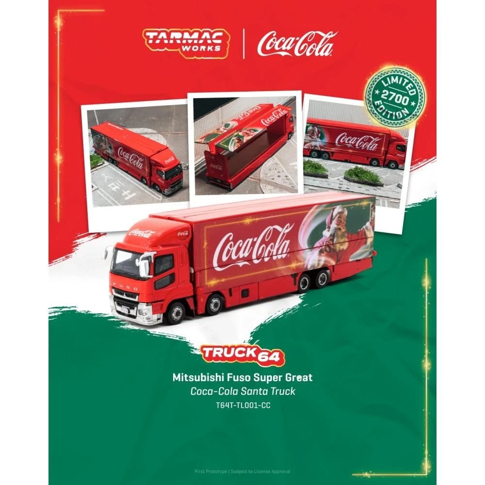 Tarmac Works Mitsubishi Fuso Super Great *Coca-Cola Santa Truck*, Red 1:64
