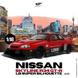 GT-Spirit 2020 Nissan Skyline R34 GT-R LB Super Silhouette *Resin*, Red/black 1:18