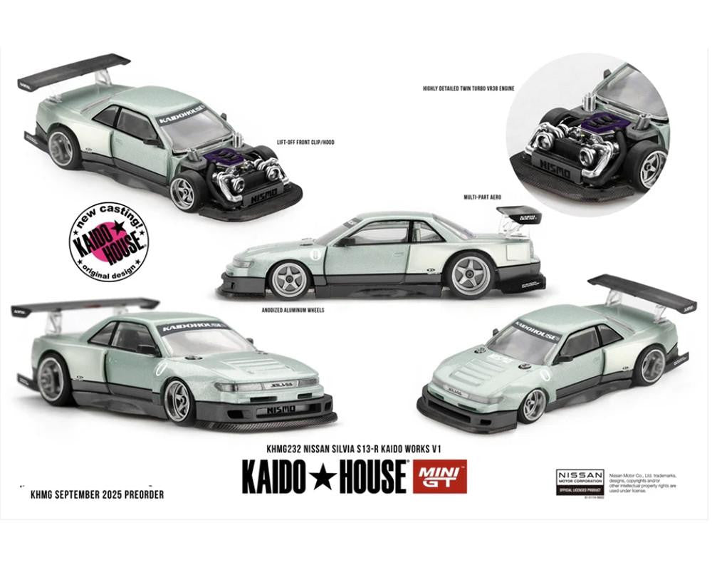 Mini GT 1991 Nissan Silvia S13-R Kaido Works V1, Green 1:64