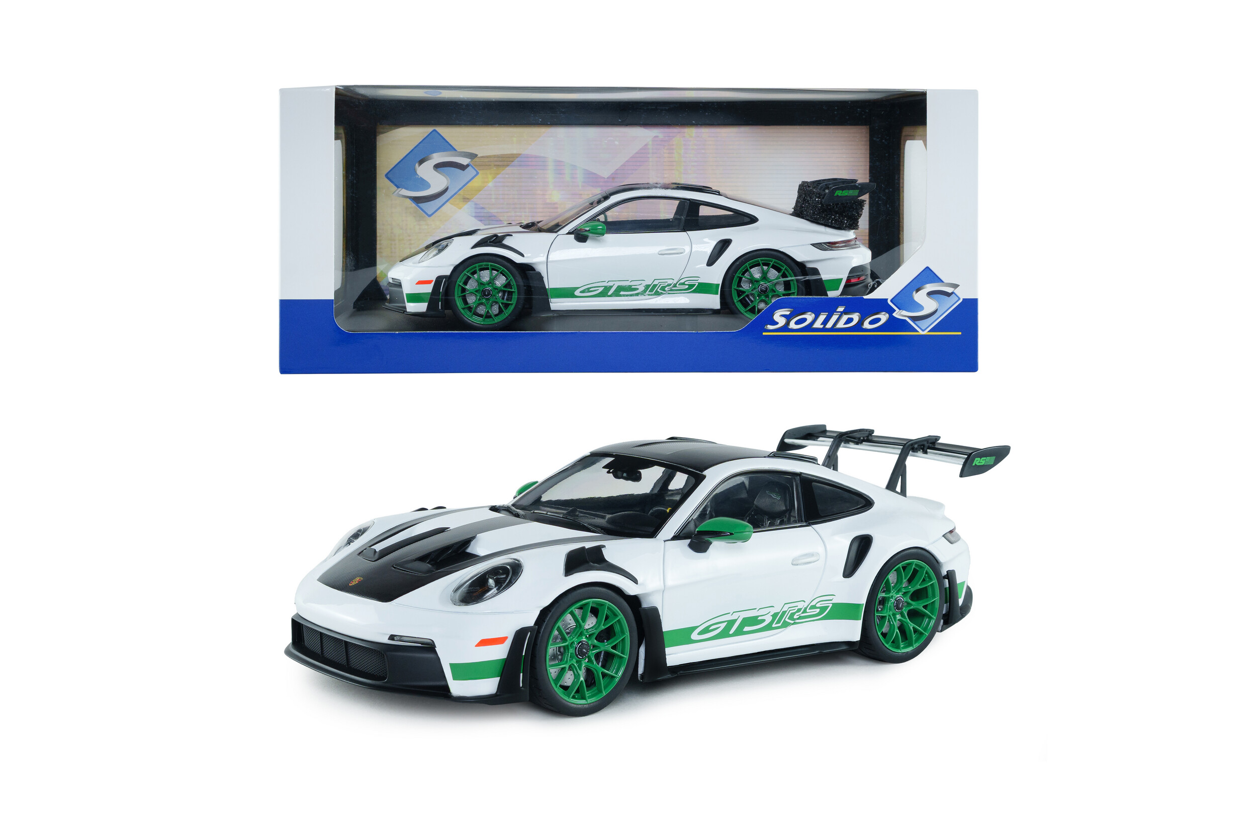 Solido 2024 Porsche 911 (992) GT3 RS Tribute Carrera RS Package, White/green 1:18