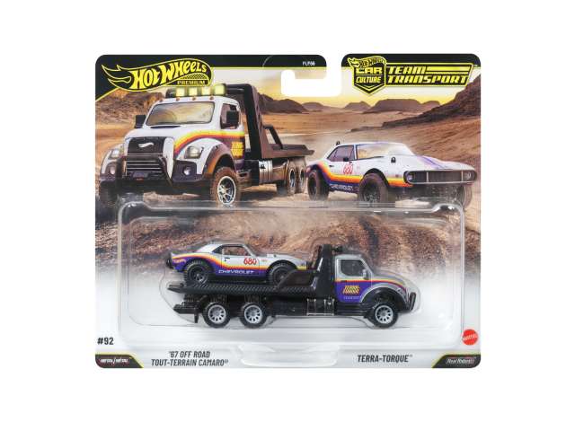 Hot Wheels JHX93 1967 Off Road Camaro + Off road Murica Flat Bed 1:64
