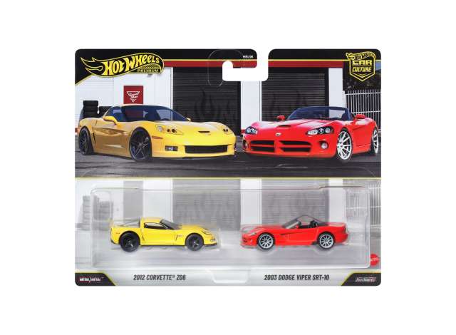 Hot Wheels HW54 2003 Dodge Viper SRT-10 + 2012 Corvette Z06, yellow/red 1:64