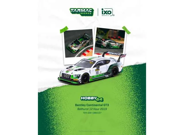 Tarmac 2019 Bentley Continental GT3 J.Gounon/S.Kane/J.Pepper Bathurst 12 Hour, white/green 1:64