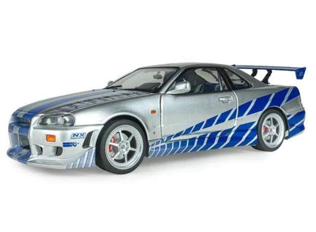 Solido Nissan Skyline GT-R (BNR34) F&F Brian, silver/blue 1:18