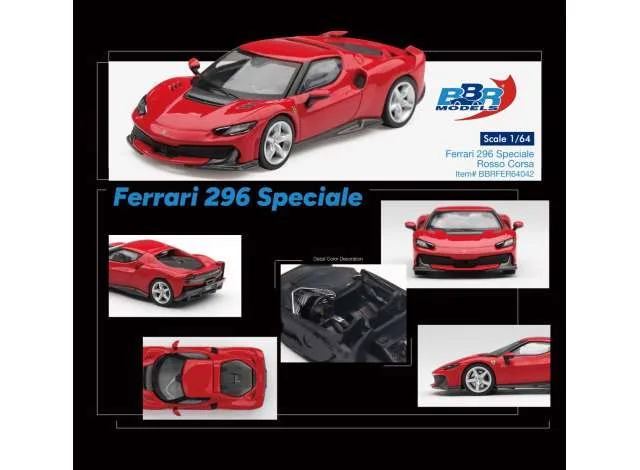 BBR 2024 Ferrari 296 Speciale, Rosso Corsa 1:64