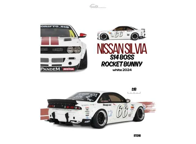 OttOmobile Miniatures 2024 Nissan Silvia S14 Boss Rocket Bunny *Resin series*, white 1:18