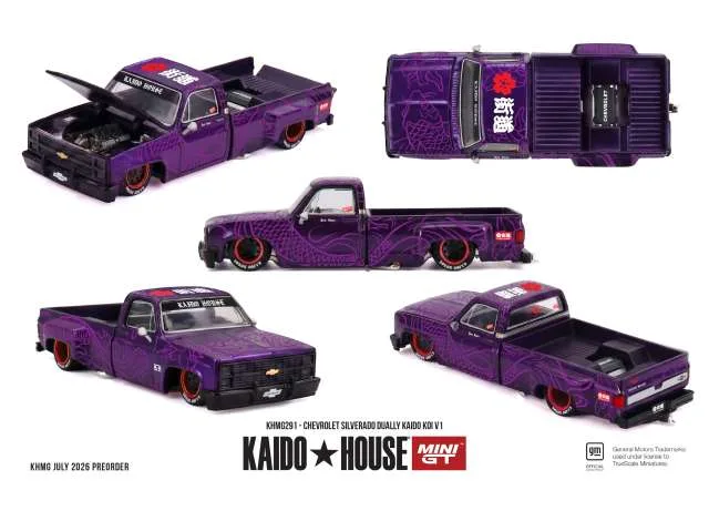 Mini GT 1980 Chevrolet Silverado Dually Kaido KOI V1m purple 1:64