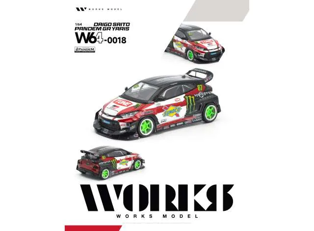 WORKS Pandem GR Yaris #87 Daigo Saito, various 1:64