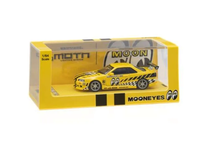 Kyosho 2026 Nissan Skyline GT-R (R34) *Mooneyes 2 with Led*, yellow 1:64