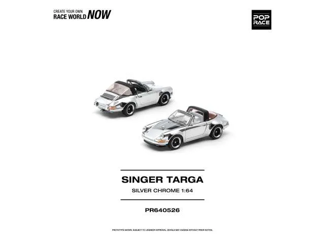 Pop Race Limited Singer Targa, silver metallic 1:64