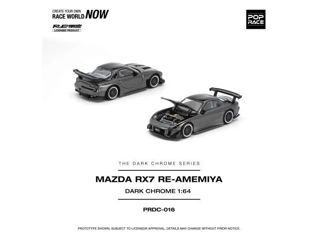 Pop Race Limited Mazda RX-7 RE-Amemiya, dark chrome 1:64