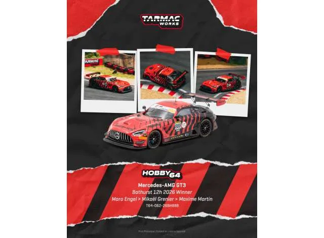 Tarmac 2026 Mercedes Benz AMG GT GT3 #888 Maro Engel Bathurst 12h., red/black 1:64