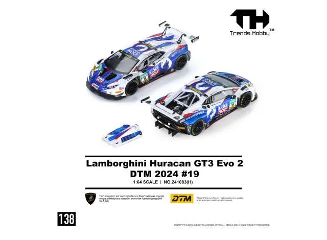 Trends Hobby 2024 Lamborghini Huracan GT3 Evo2 DTM #19, blue/white 1:64