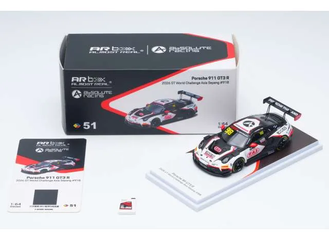 Almost Real 2026 Porsche 911 GT3 R #918 GT World Challenge Asia Sepang, white/red/black 1:64