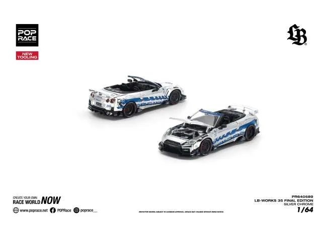 Pop Race Limited LB-Works 35 Final Edition, silver/blue chrome 1:64