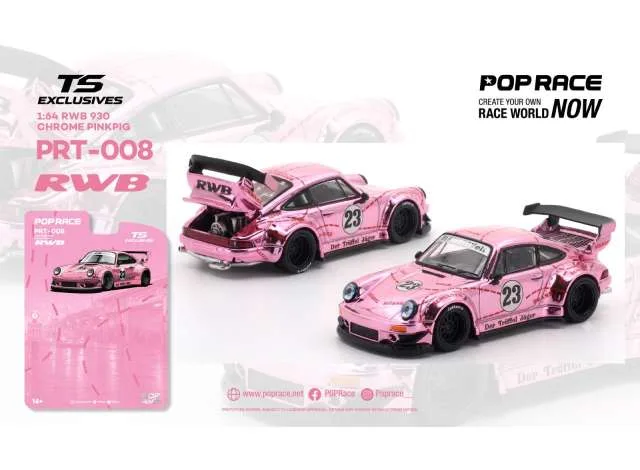Pop Race Limited Porsche RWB 930 *Tokyo Station Exclusives*, pink chrome 1:64