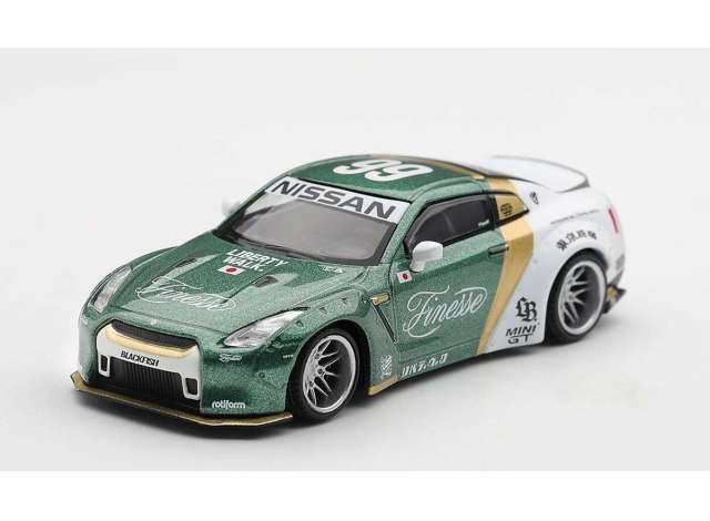 Mini GT 2025 Nissan GT-R R35 LB Works Type 1 with Custom Ducktail Auto Finesse, green/white 1:64