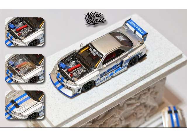 Street Weapon ER34 Skyline, silver/blue 1:64