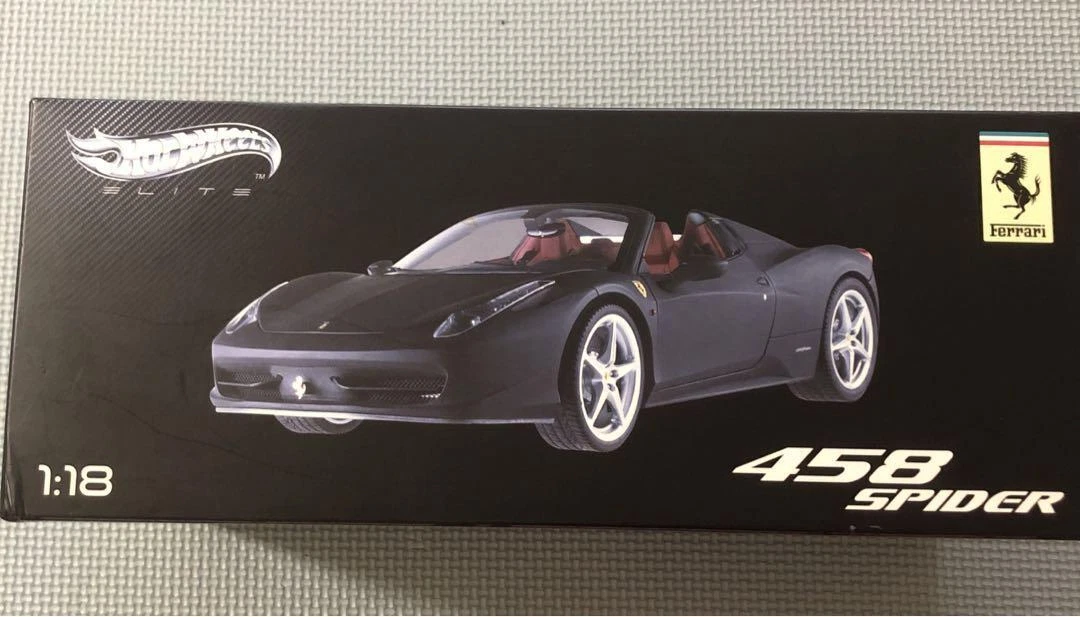 Hot Wheels 2011 Ferrari 458 Spider. Matt Black 1:18