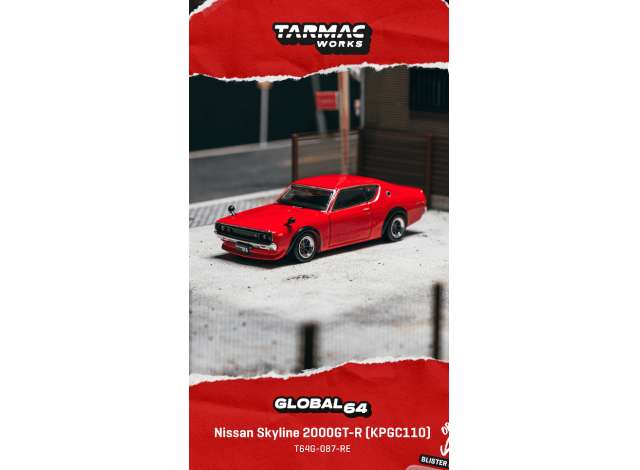 Tarmac 1972 Nissan Skyline 2000GT-R (KPGC110), red 1:64