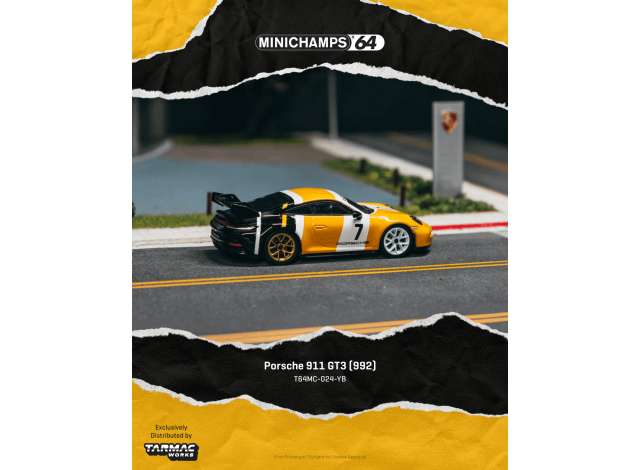 Tarmac 2022 Porsche 911 (992) GT3, black/yellow 1:64