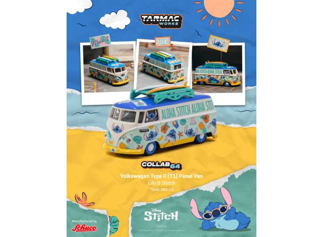Tarmac 2025 Volkswagen Transporter T1 Panel van Lilo & Stitch, various 1:64