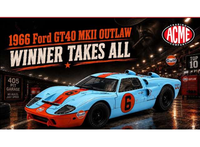 Acme Diecast 1966 Ford GT40 MKII #6 Outlaw, gulf blue 1:18