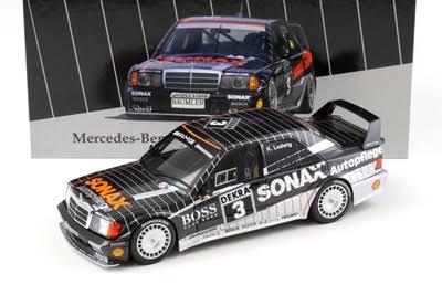 Werk83 1992 Mercedes-Benz 190E 2.5-16 Evo II #3 Klaus Ludwig DTM Champion, Black/white 1:18